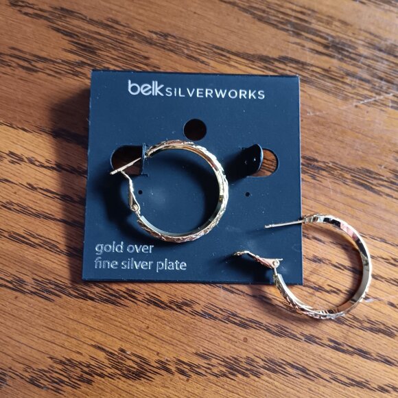 *Price Drop* New belk SILVERWORKS Patterned Hoop Earrings - Picture 2 of 5